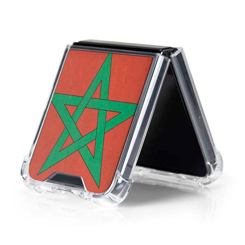 Morocco Flag Distressed Galaxy Z Flip5 5G Clear Case